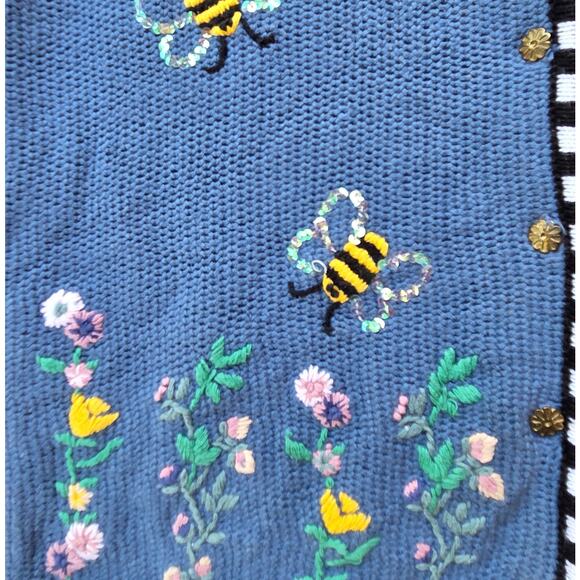 Vintage Quacker Factory Bumble Bee Sequin Embroidered Vest Plus 1X - Picture 5 of 13